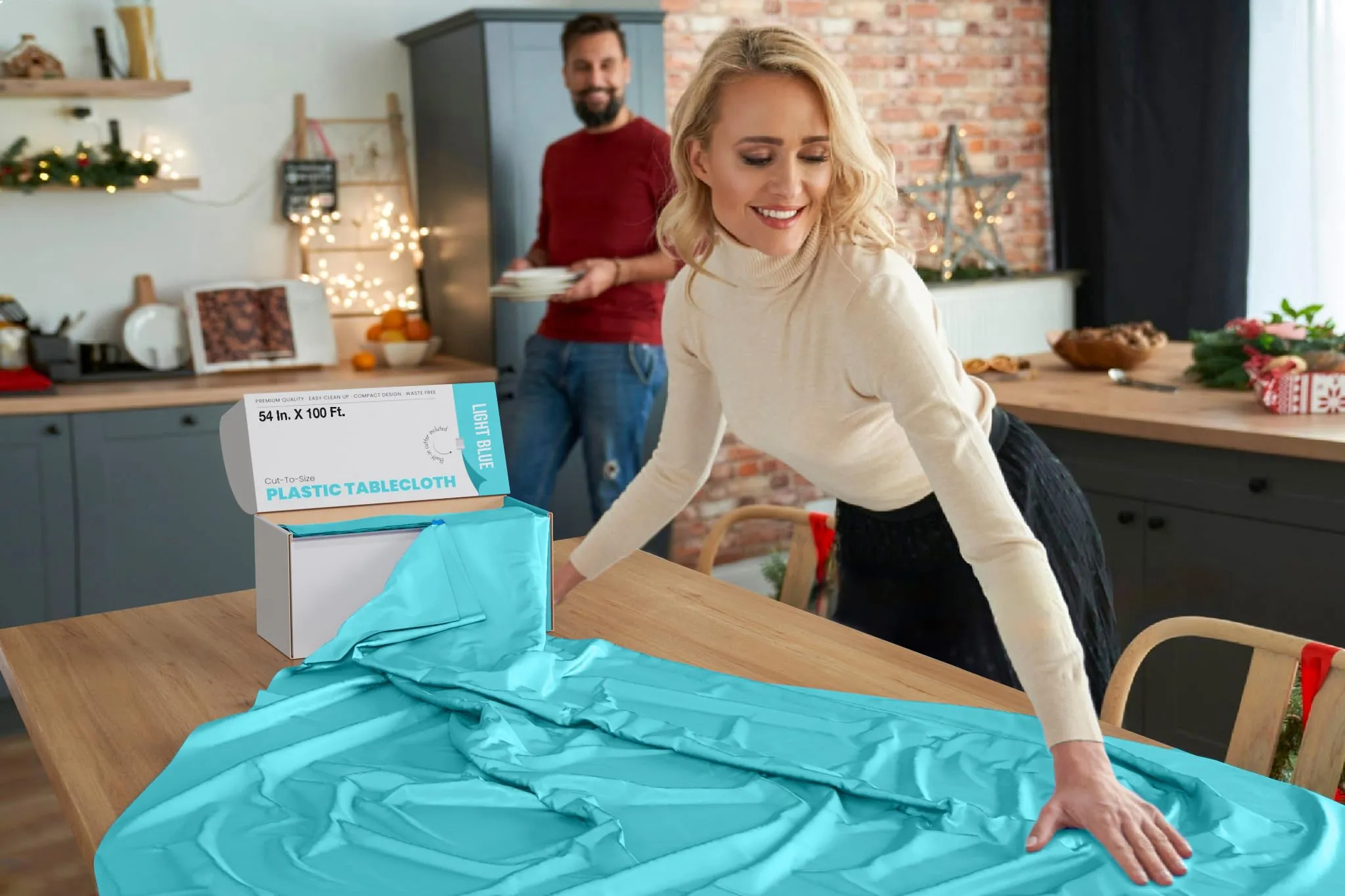 54 In. x 300 Ft. Cut To Size Table Roll | Light Blue