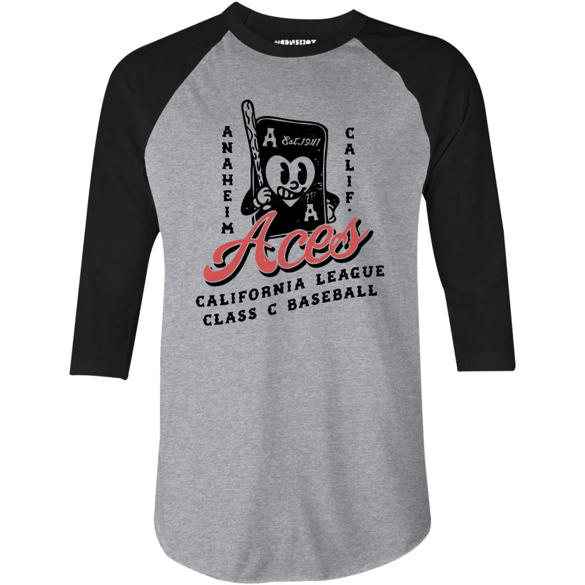 Anaheim Aces - California - Vintage Defunct Baseball Teams - 3/4 Sleeve Raglan T-Shirt