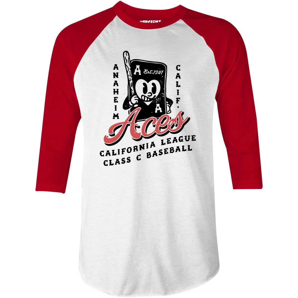 Anaheim Aces - California - Vintage Defunct Baseball Teams - 3/4 Sleeve Raglan T-Shirt
