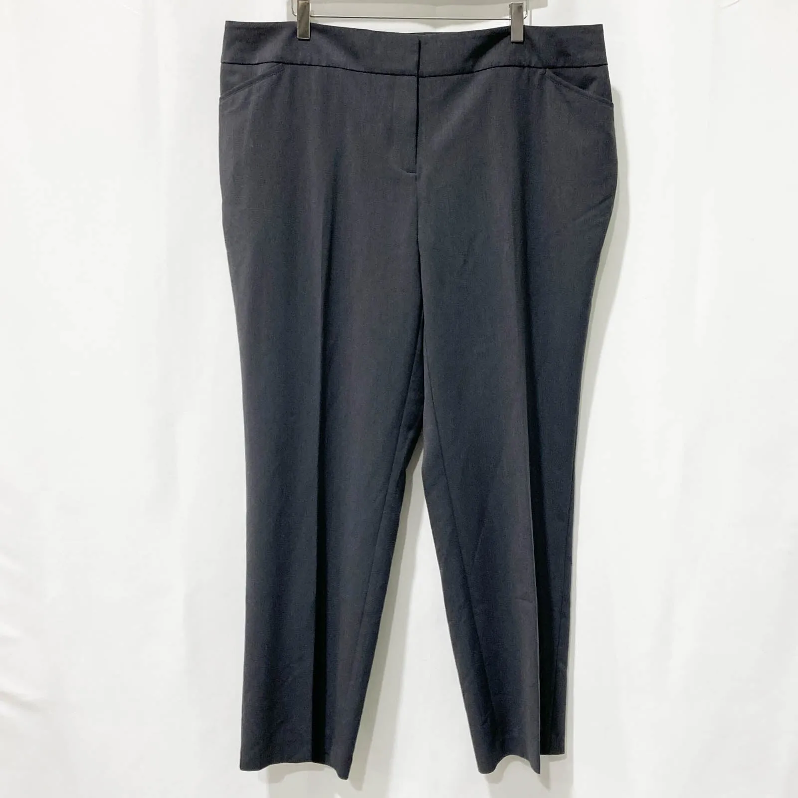Avenue Charcoal Grey Straight Leg Smart Trousers UK 16