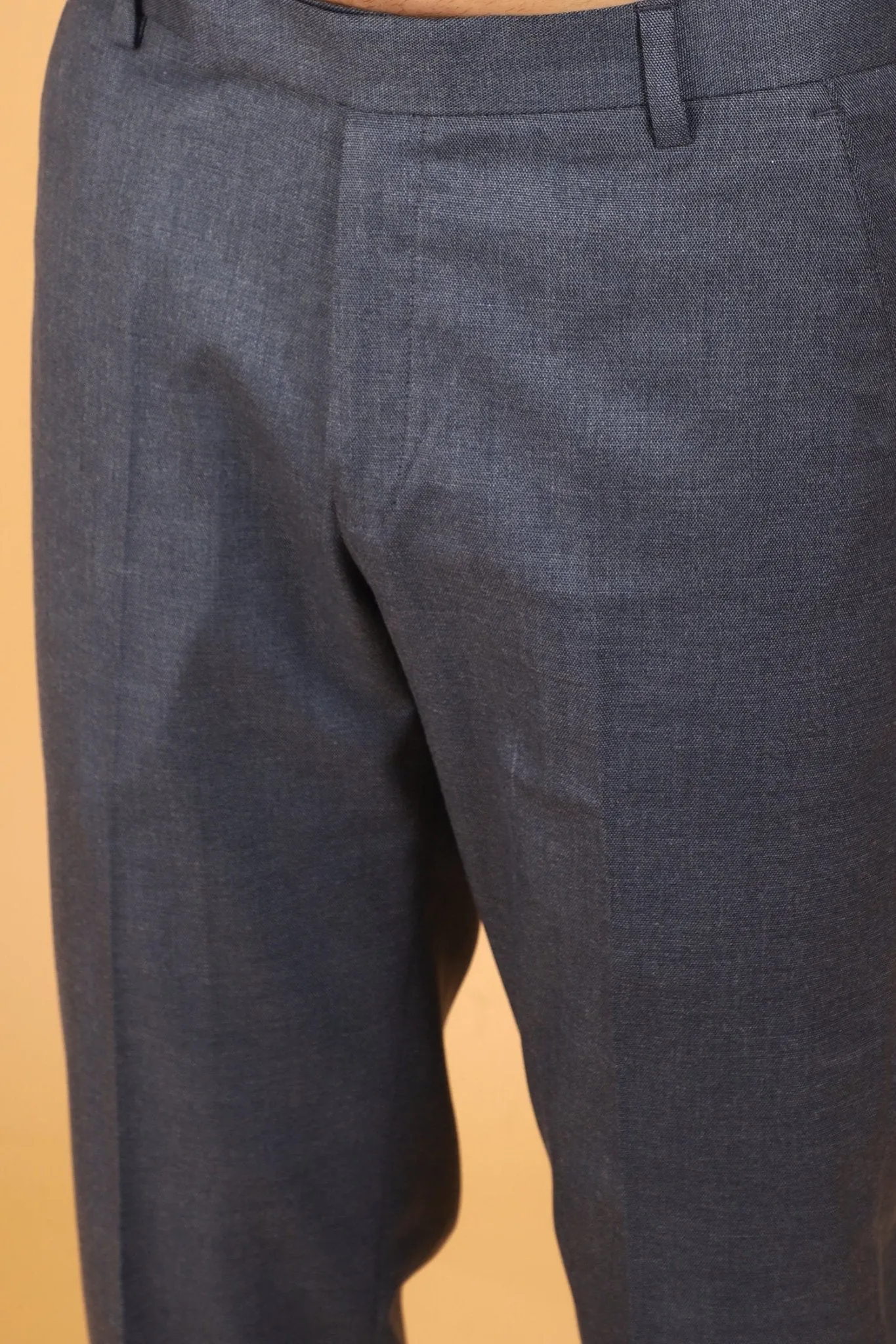 Bluebird Men's Steel Grey Lycra Formal Trouser