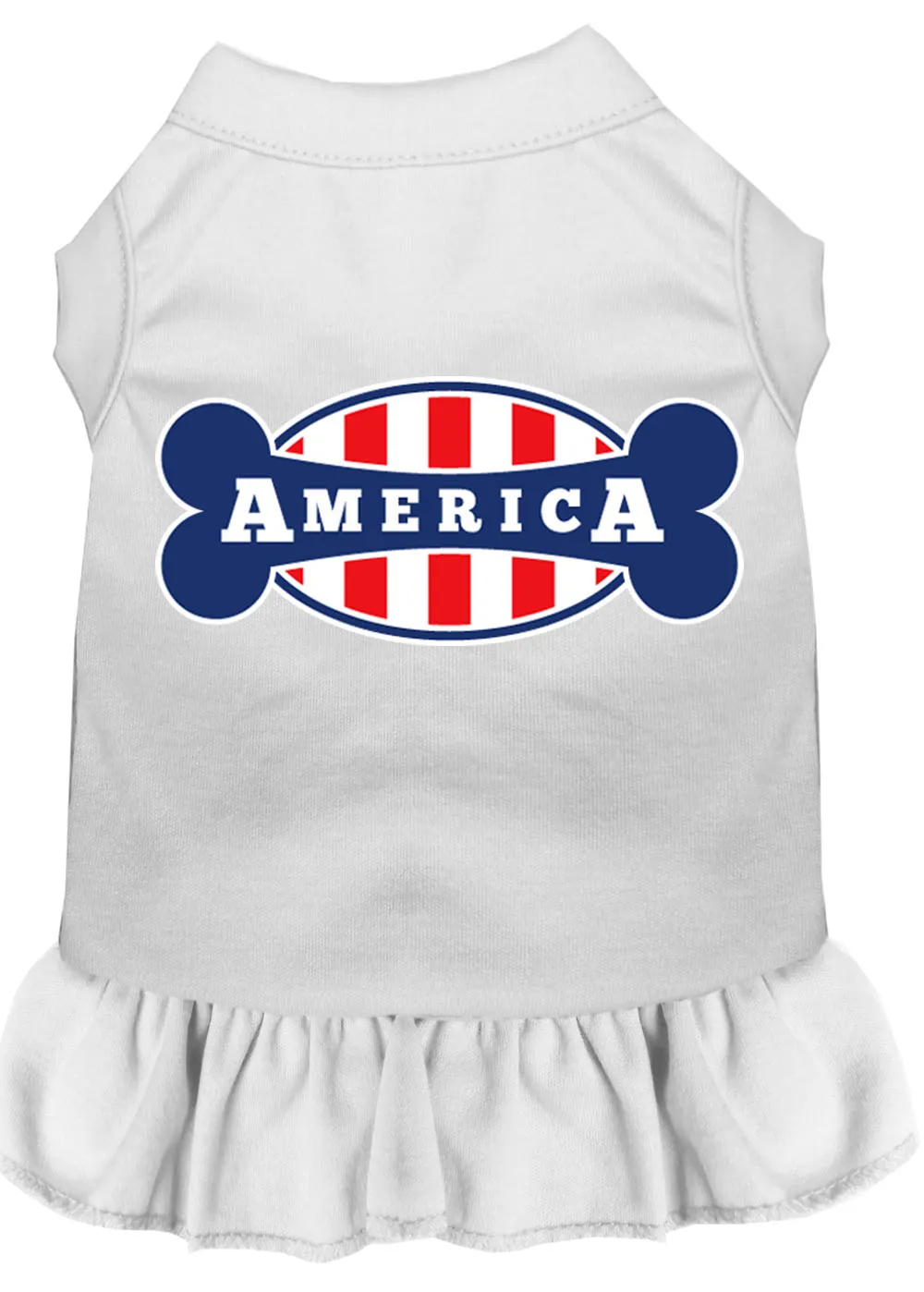 Bonely In America Screen Print Dress White Lg