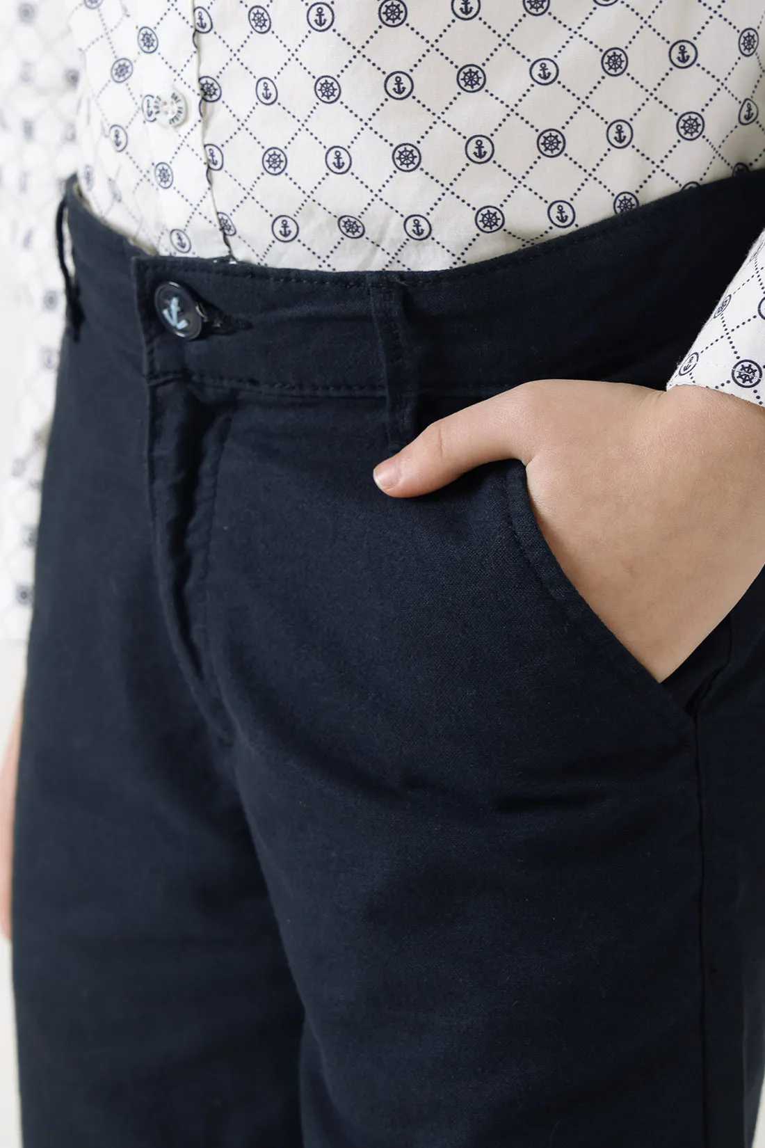 Boys Blue Regular Fit Solid Shorts by One Friday