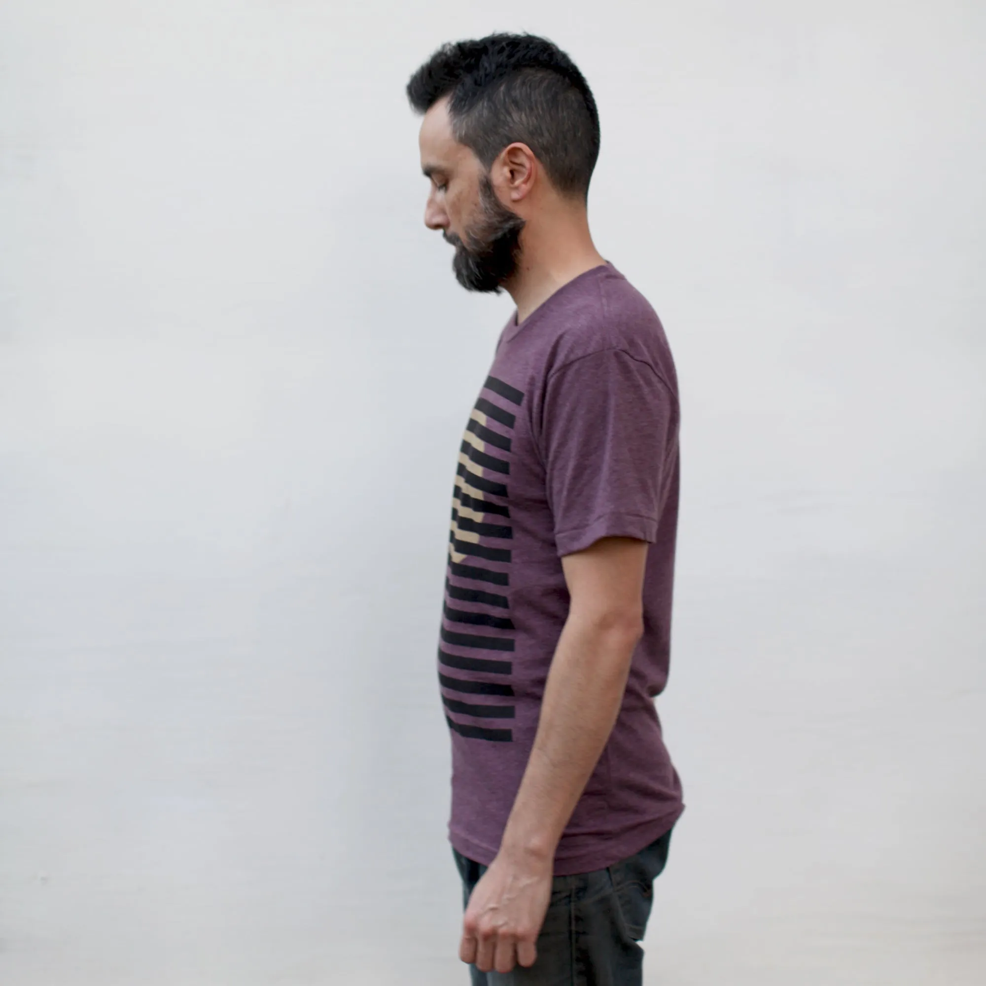 Bright Spot Rising Sun Minimalist Geometric Mens Graphic Tee Plum