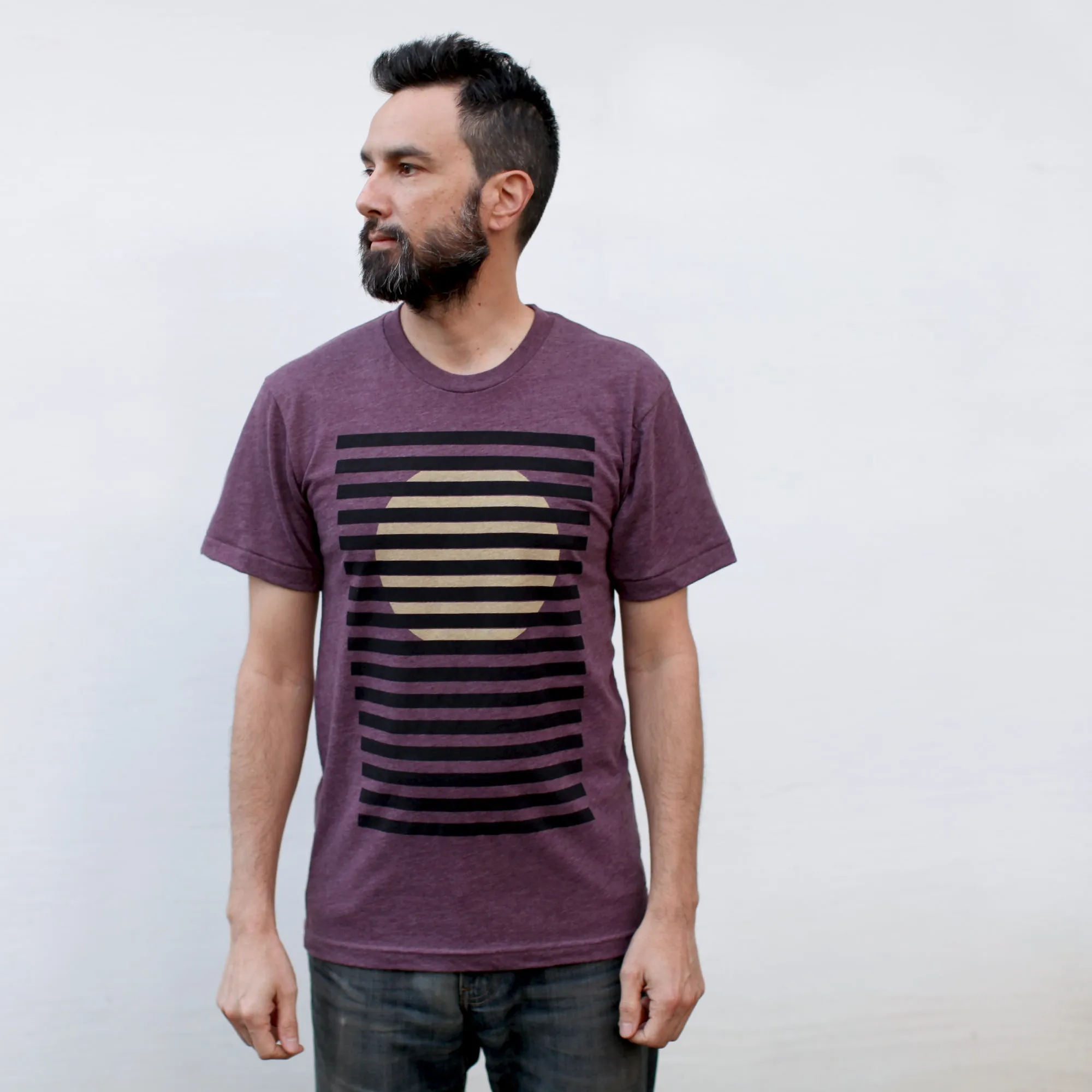 Bright Spot Rising Sun Minimalist Geometric Mens Graphic Tee Plum