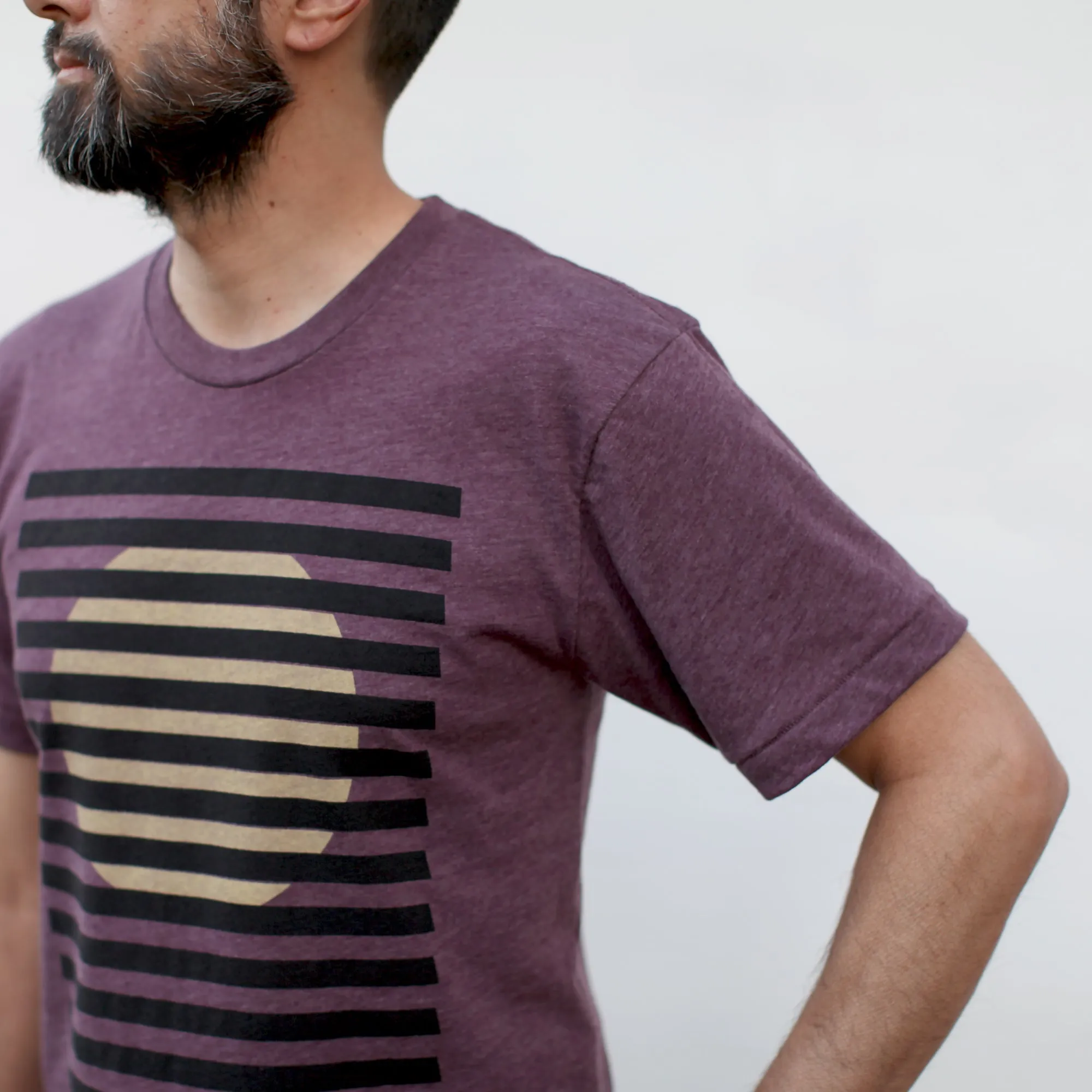 Bright Spot Rising Sun Minimalist Geometric Mens Graphic Tee Plum