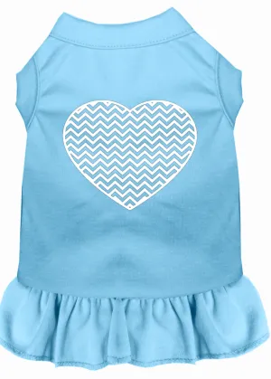Chevron Heart Screen Print Dress Baby Blue Xxxl