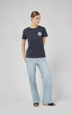 Clare Navy Printed Tee