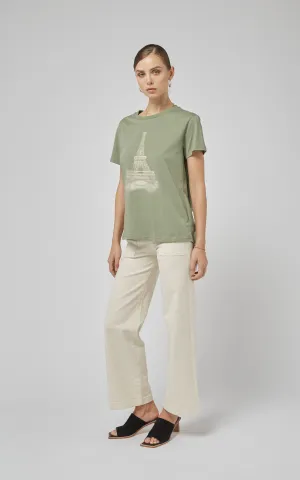 Clare Oil Green Printed Tee