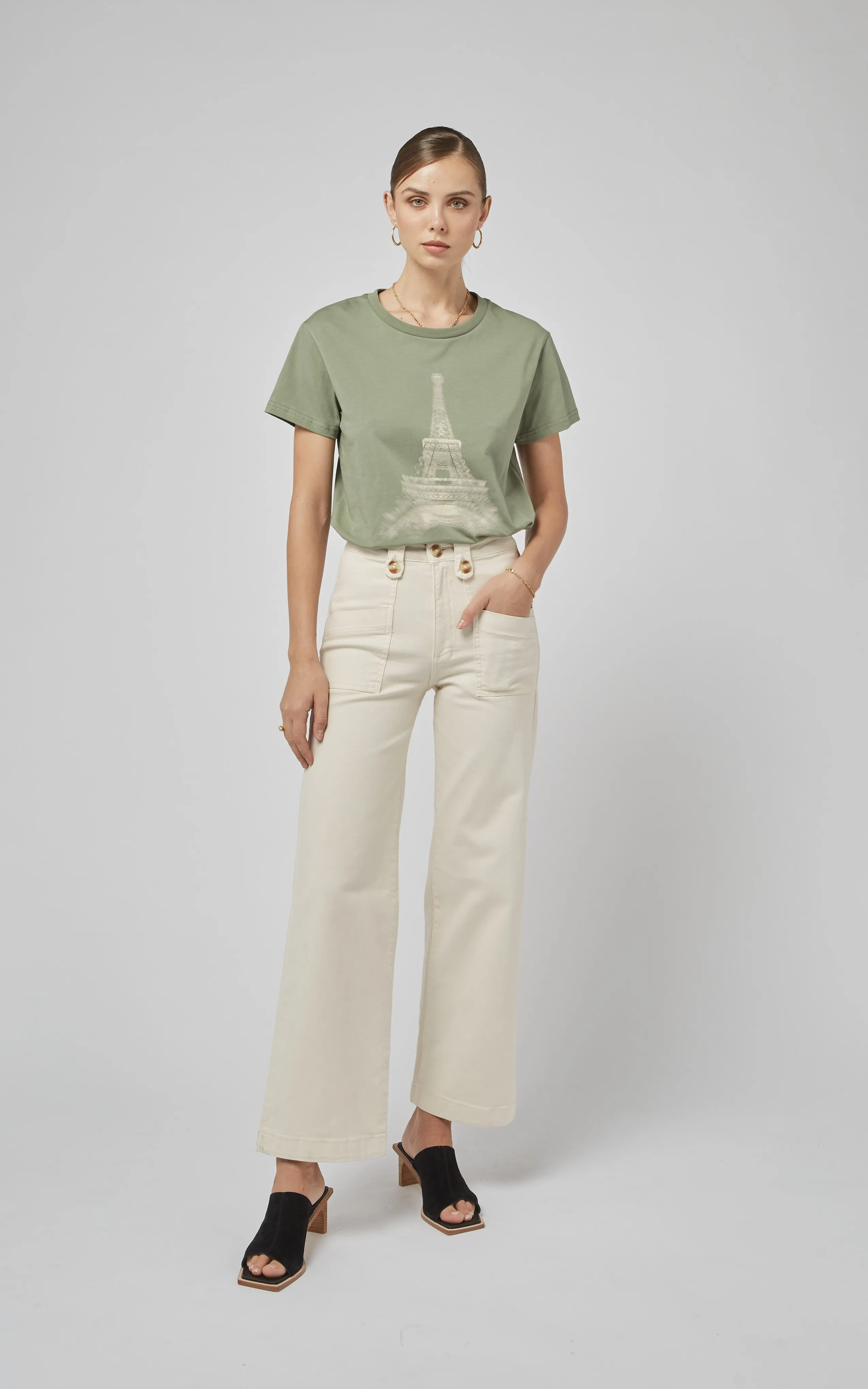 Clare Oil Green Printed Tee