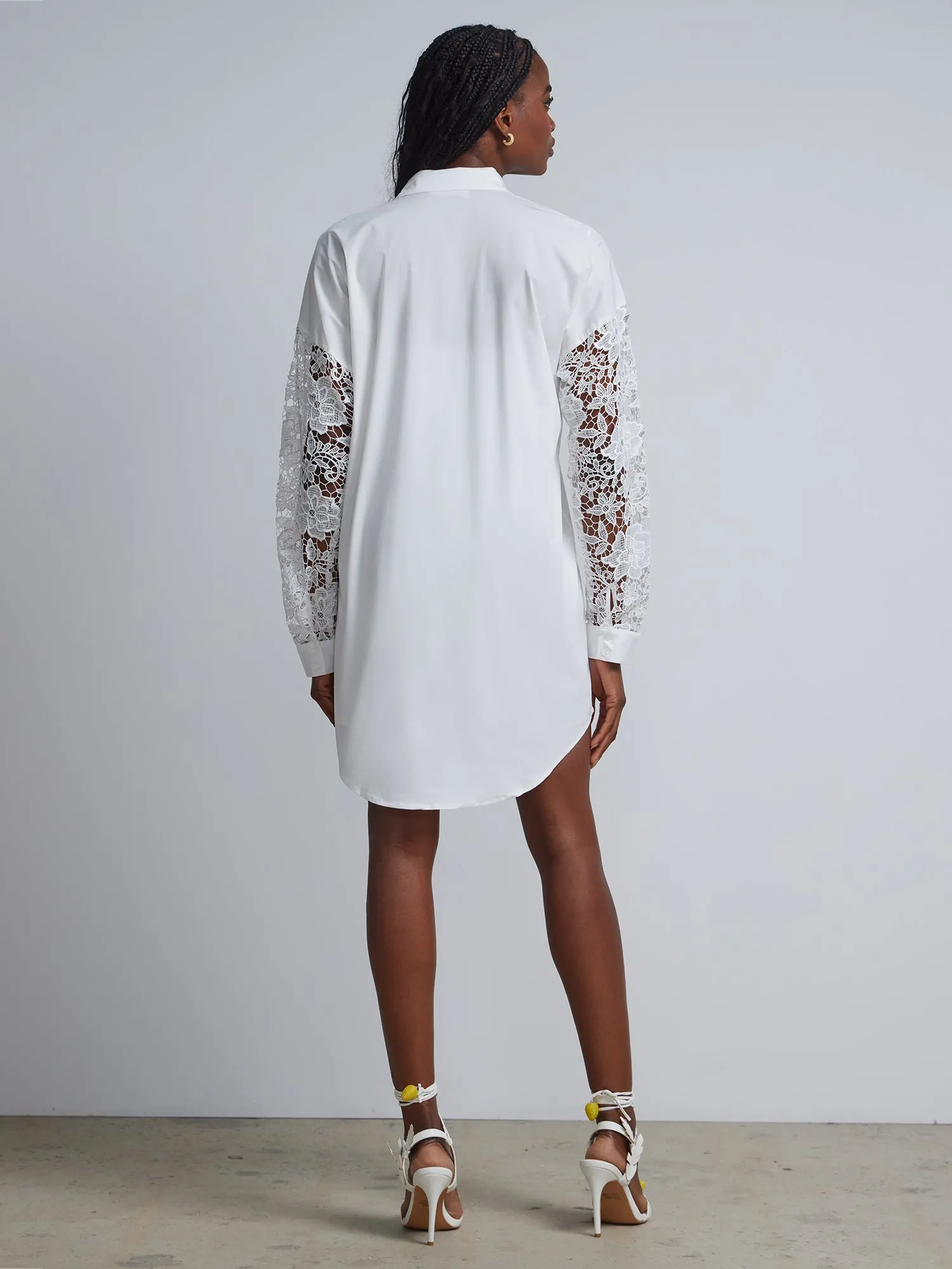 Crochet-Sleeve Button-Front Madison Shirtdress