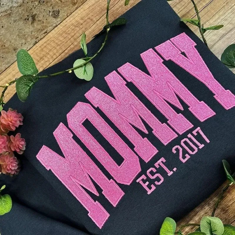 Custom MOM Sweatshirt With Embroidered Names