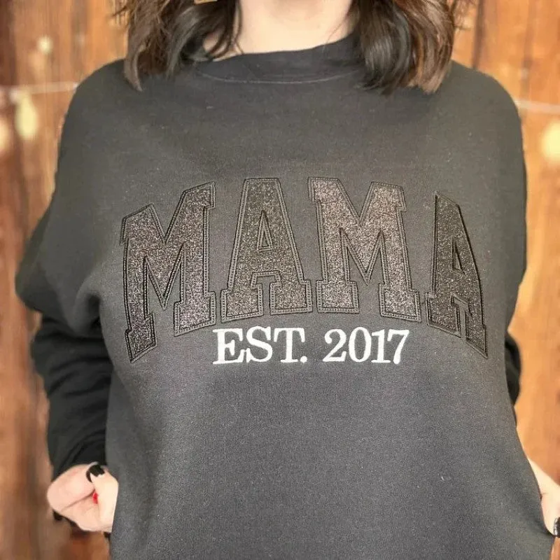 Custom MOM Sweatshirt With Embroidered Names