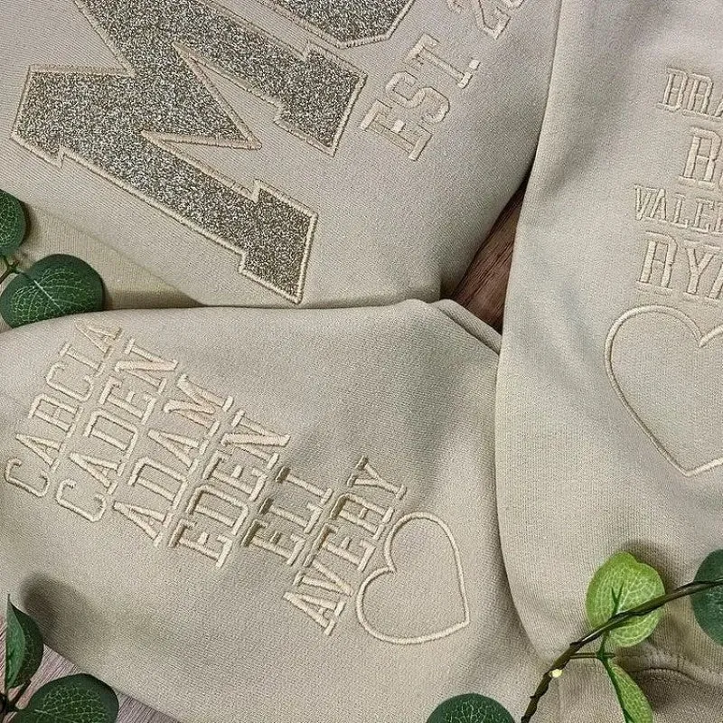 Custom MOM Sweatshirt With Embroidered Names