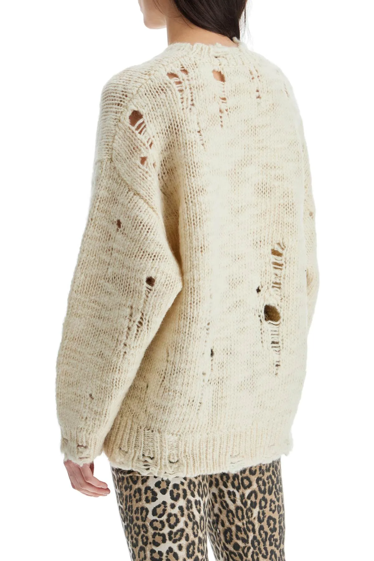 destroyed pullover with skeleton print. R13WY089 Y142B CREAM