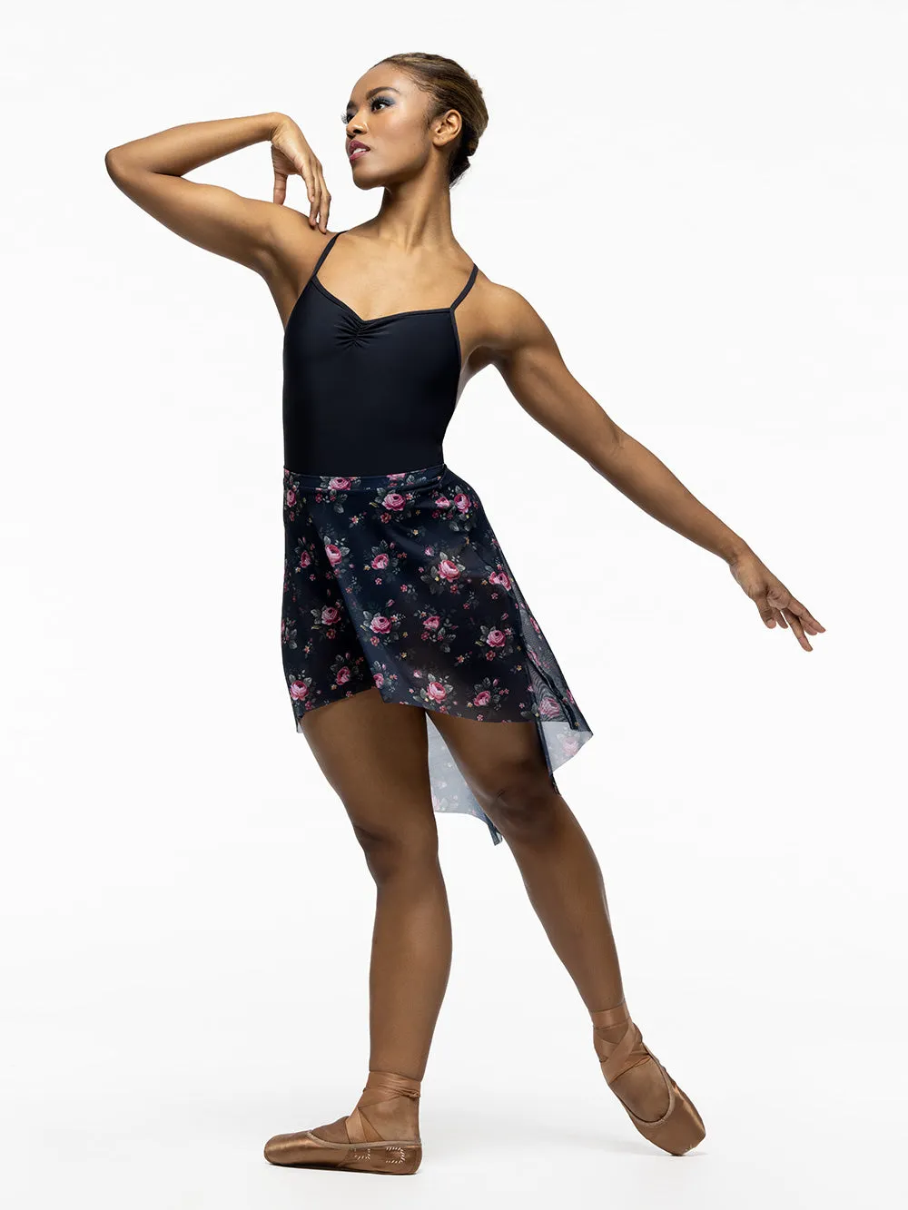 Dramatic High-Low Skirt Cottage Rose Mesh RTW