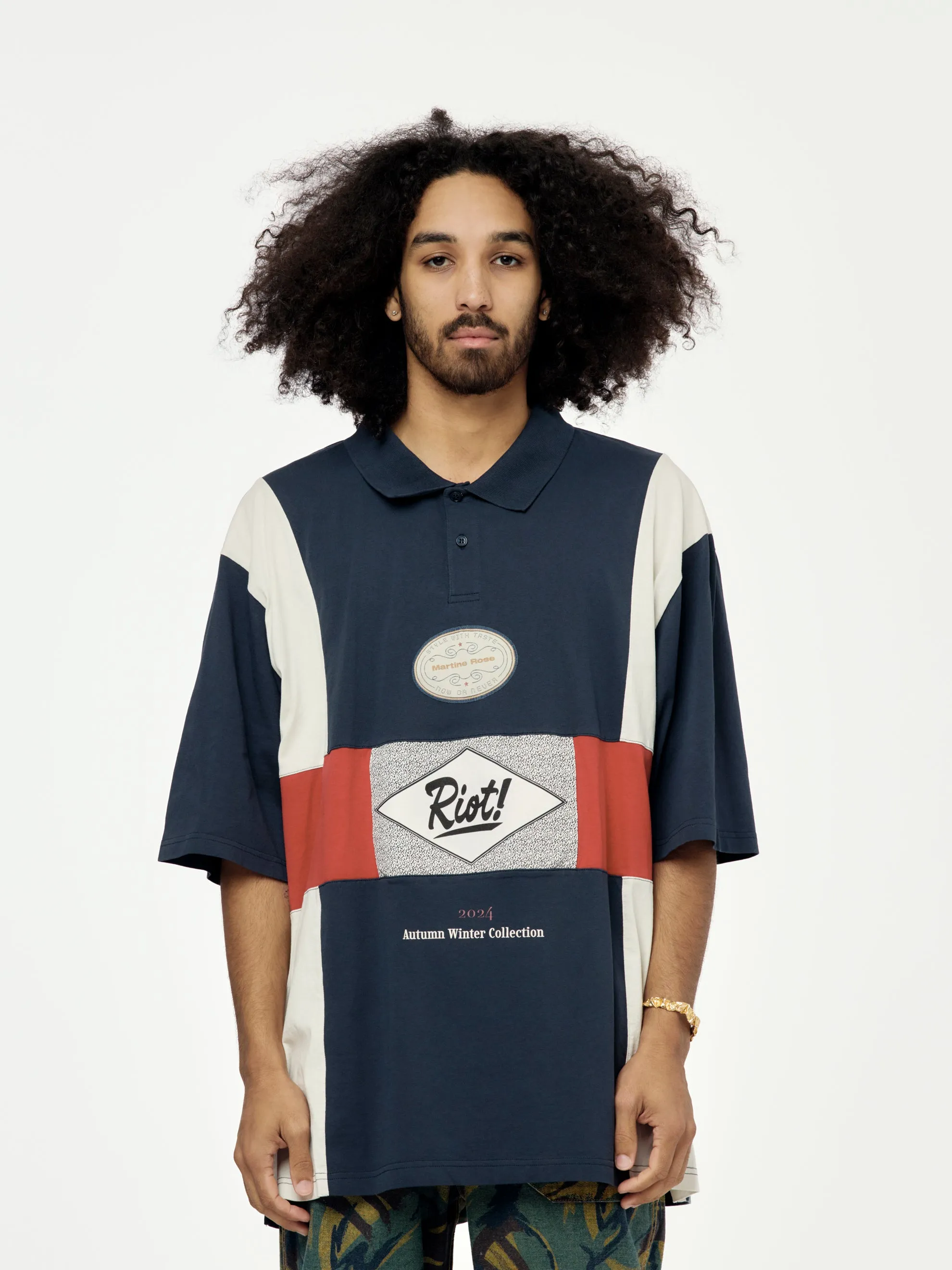 Flyer Oversized Panelled Polo (Navy)