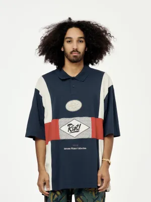 Flyer Oversized Panelled Polo (Navy)