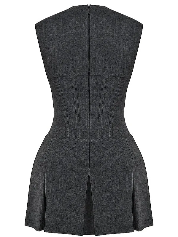 Flytonn- Eleanor Charcoal Pleated Corset Dress