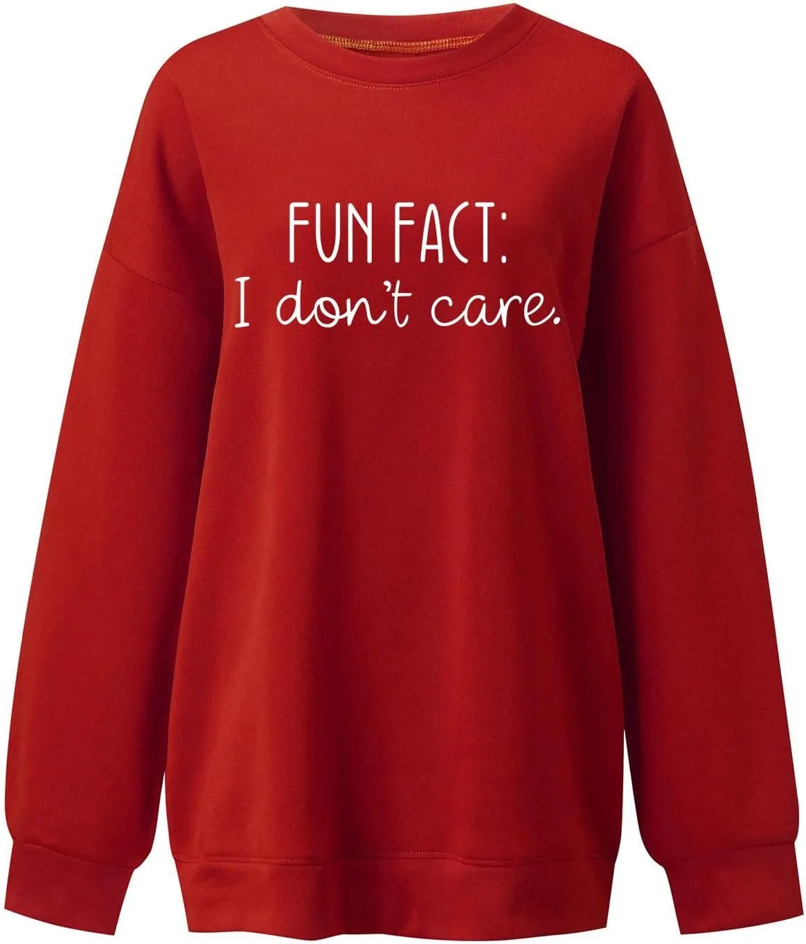 Fun Fact I Dont Care Oversized Sweatshirt for Women Crewneck Pullover Long Sleeve Top Word Cute Casual Jersey Y2k Crew Neck