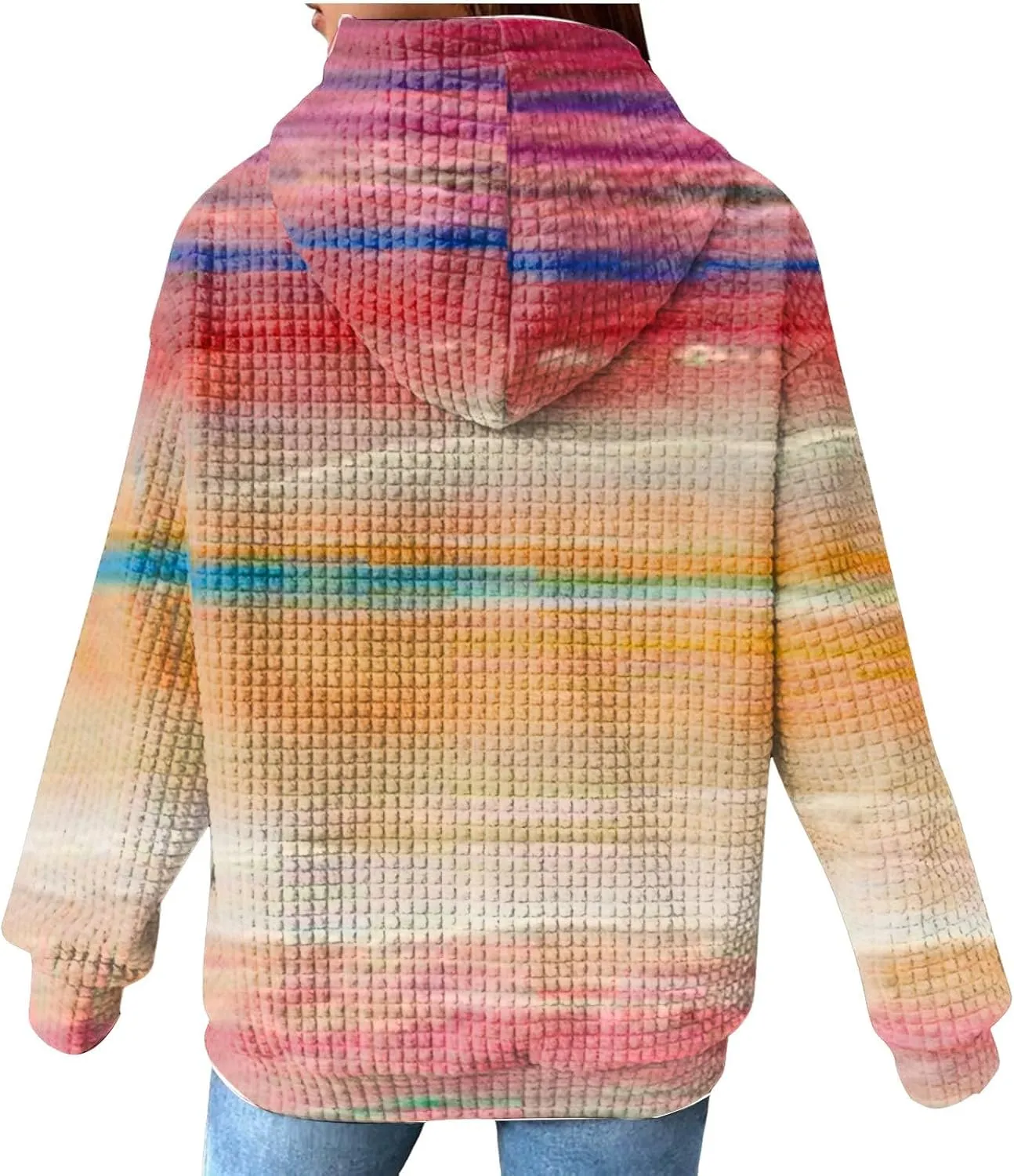 Hoodies for Women Waffle Knit Cute Hoodies Drawstring Pullover Sweatshirts Fashion Casual Sweaters Comfy Fall Clothes Outfits