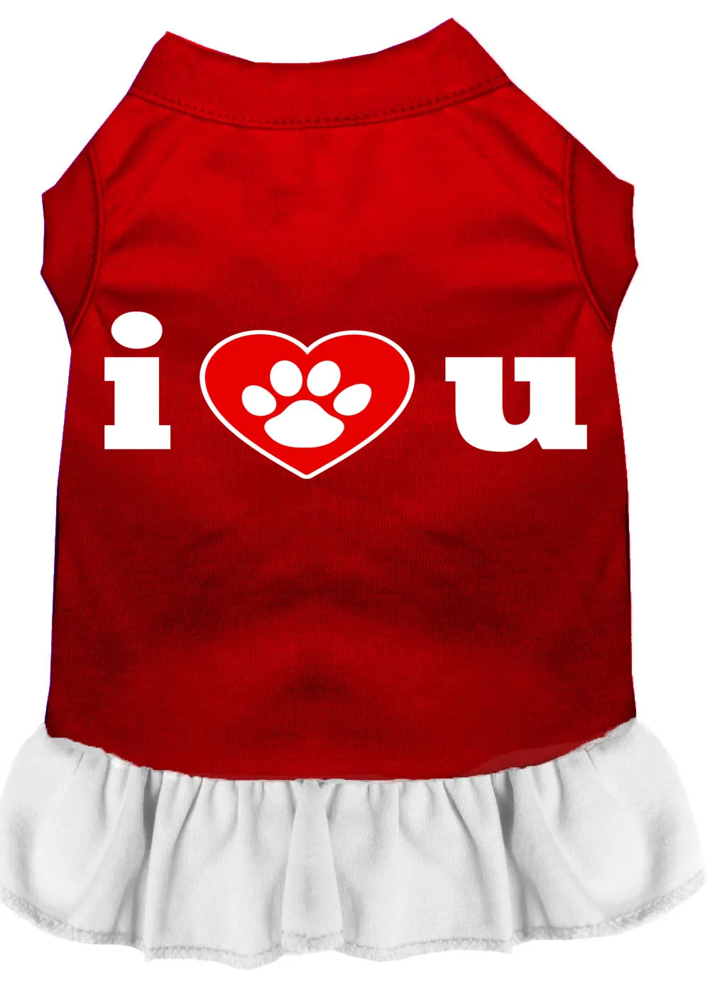 I Heart You Screen Print Dress Red With White Sm
