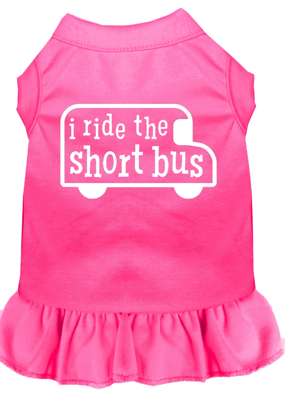 I Ride The Short Bus Screen Print Dress Bright Pink Sm