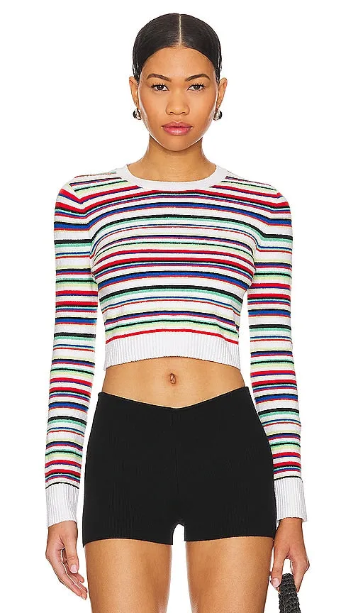 JoosTricot Long Sleeve Crop Top in White