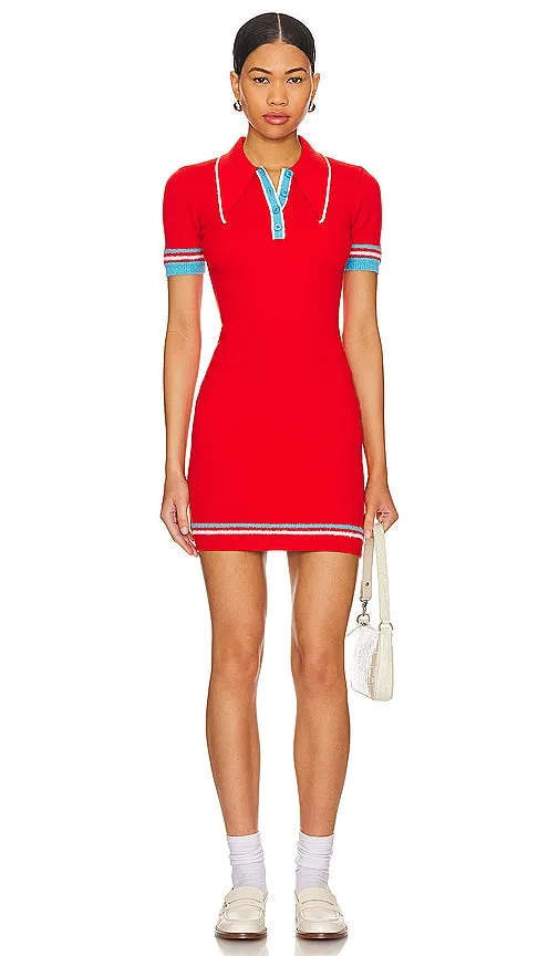 JoosTricot Mini Polo Dress in Red
