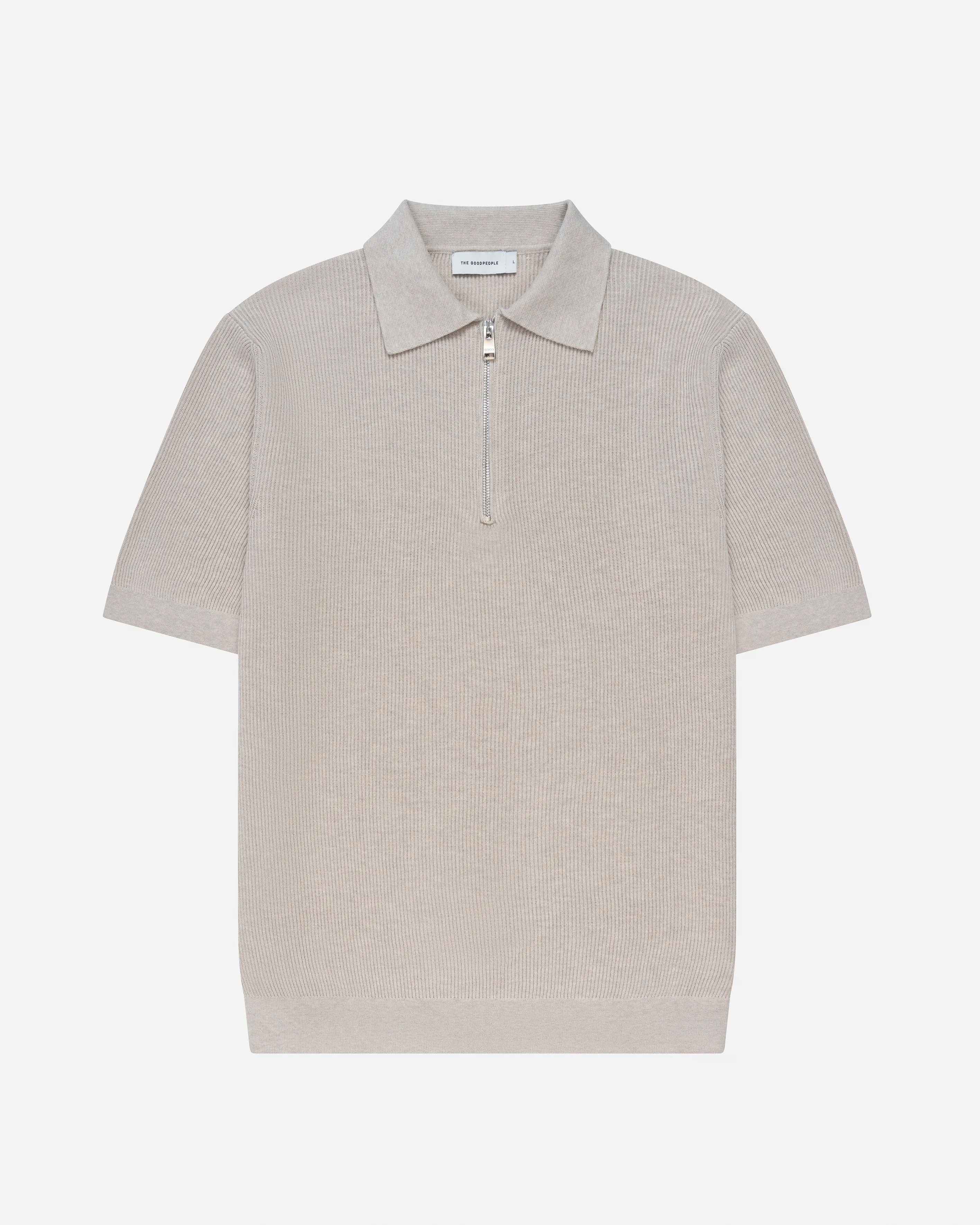 Knitted zipper polo