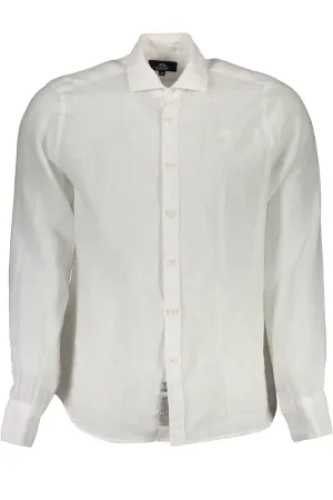 La Martina Elegant White Linen Long Sleeve Shirt