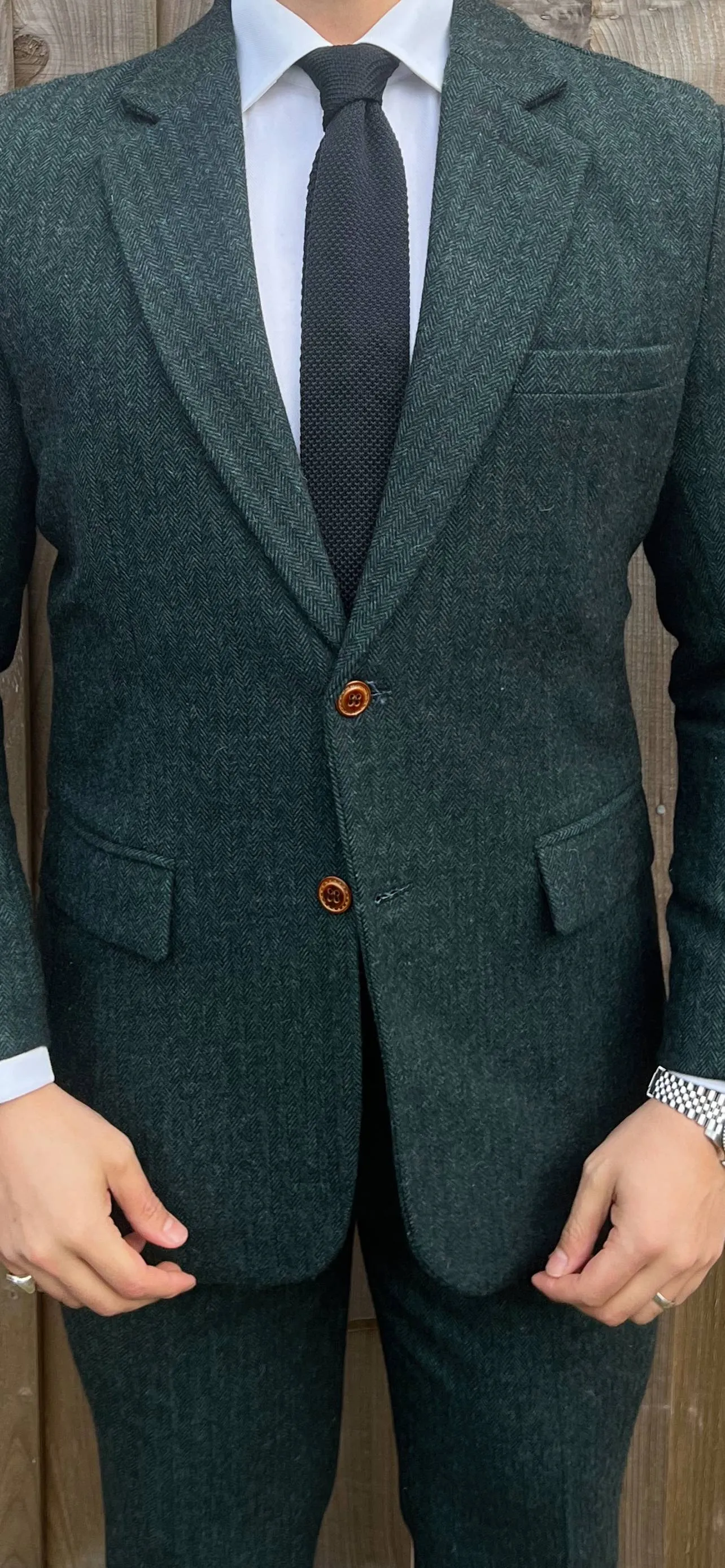 Larger Derby Green 3 Piece Tweed Men's Suit