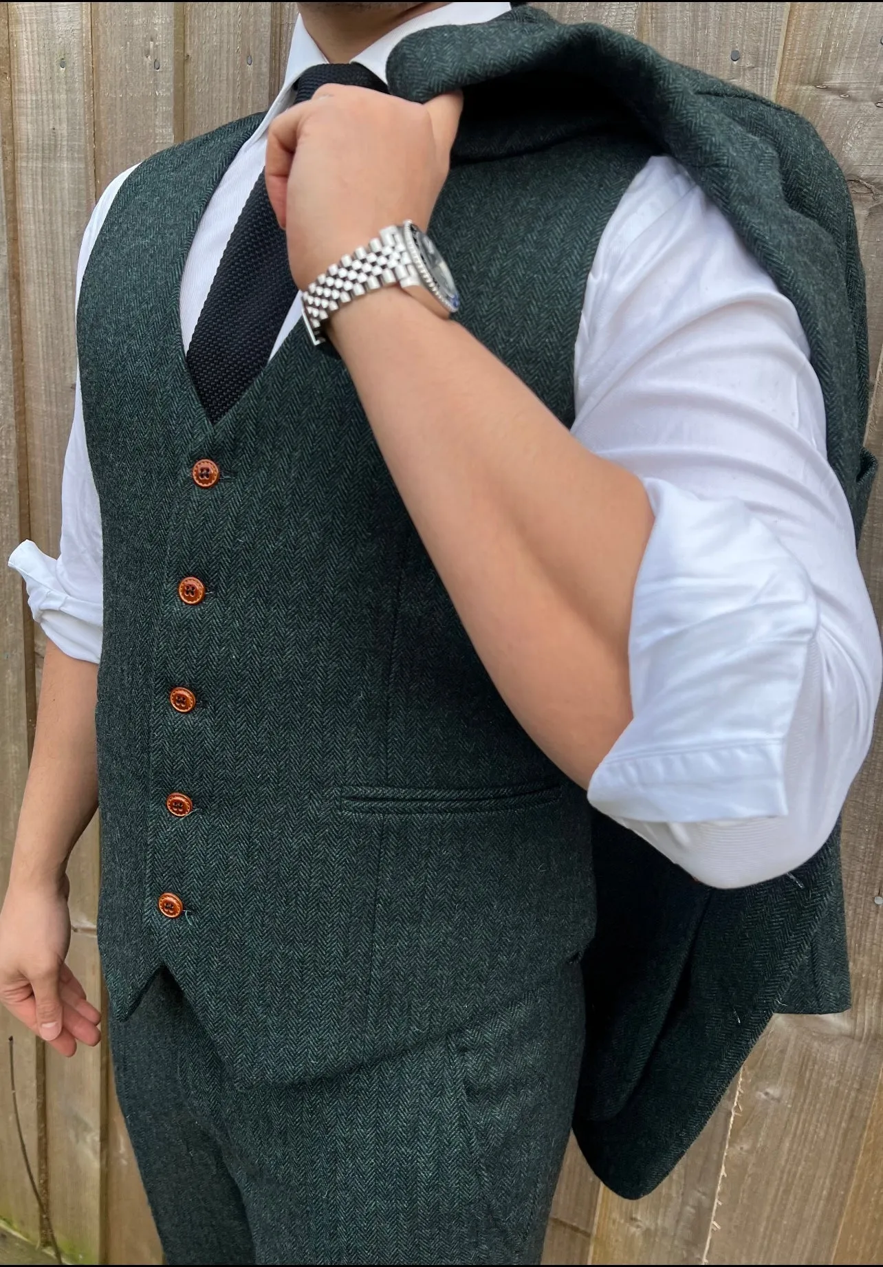 Larger Derby Green 3 Piece Tweed Men's Suit