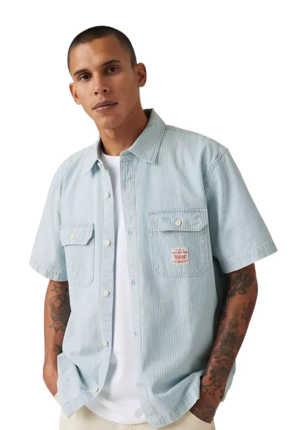 Levi's - S/S Dalton Worker - Lenox Bleached Railroad Stripe