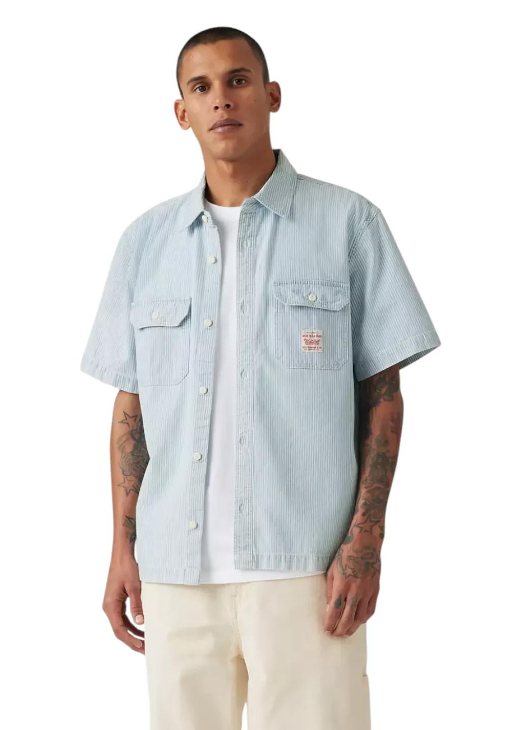 Levi's - S/S Dalton Worker - Lenox Bleached Railroad Stripe