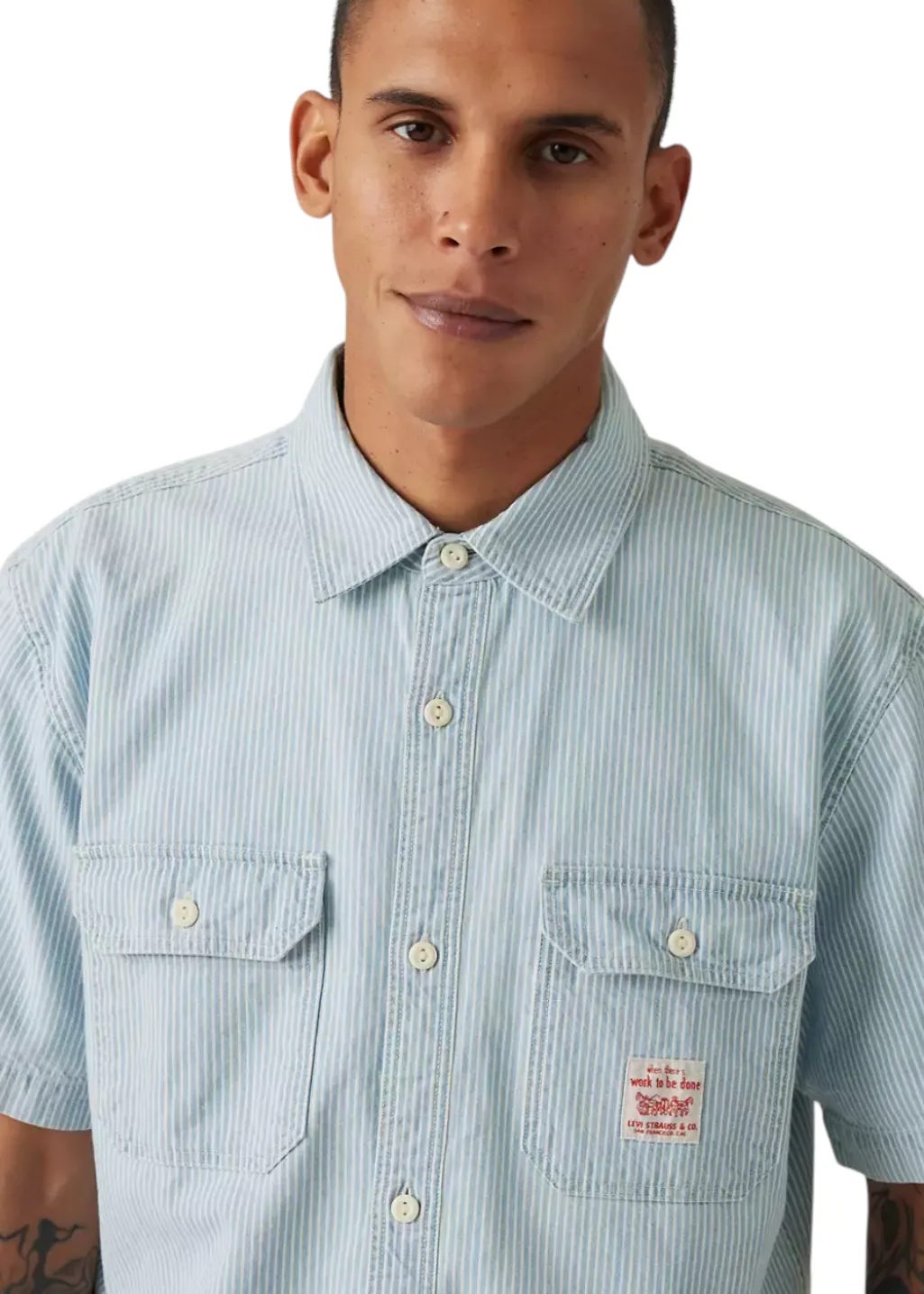 Levi's - S/S Dalton Worker - Lenox Bleached Railroad Stripe