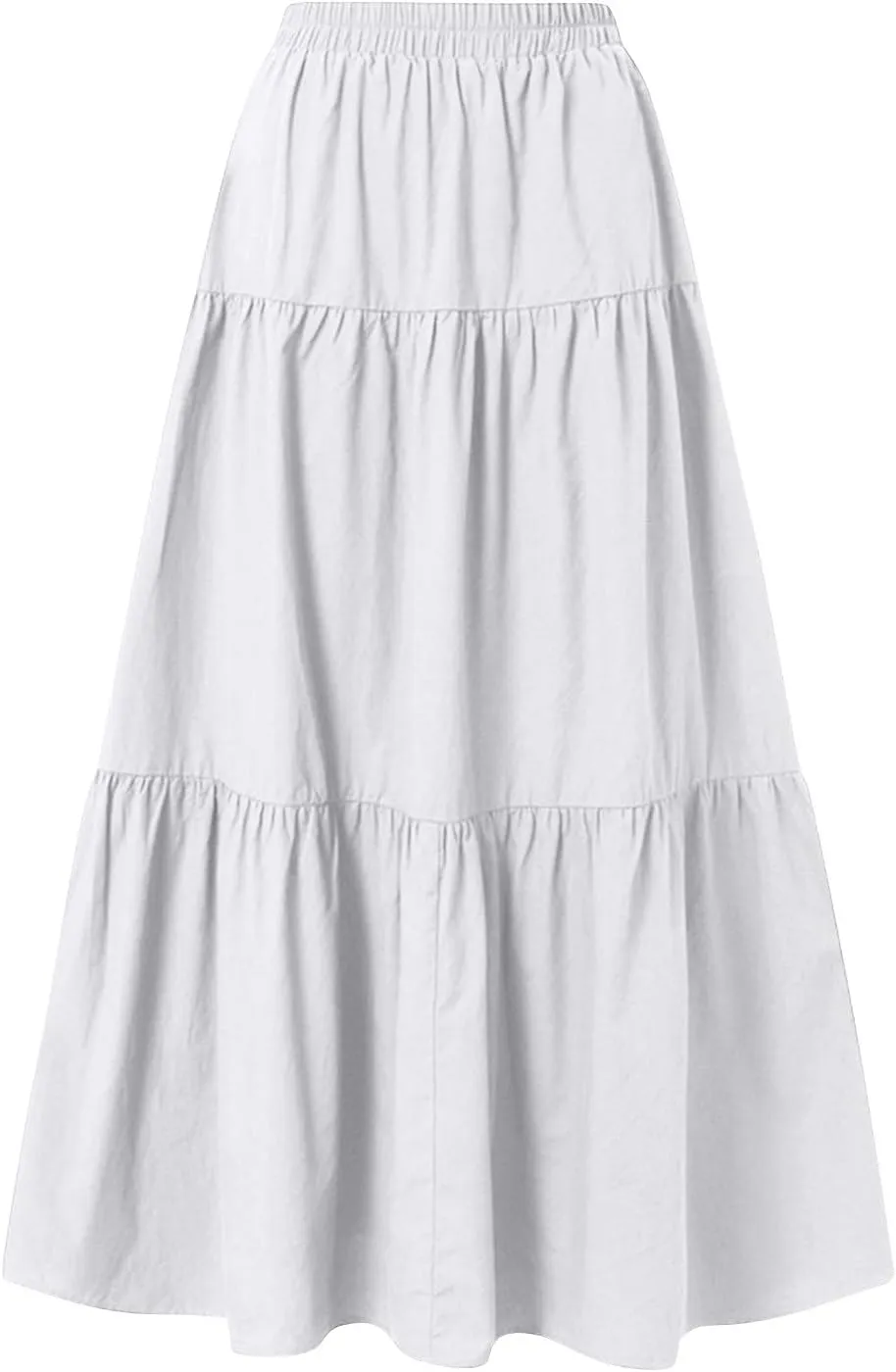Linen Skirts for Women 2025 Casual Summer Bow High Waisted Tiered Maxi Skirt Flowy Vacation Beach Long Pleated Skirt