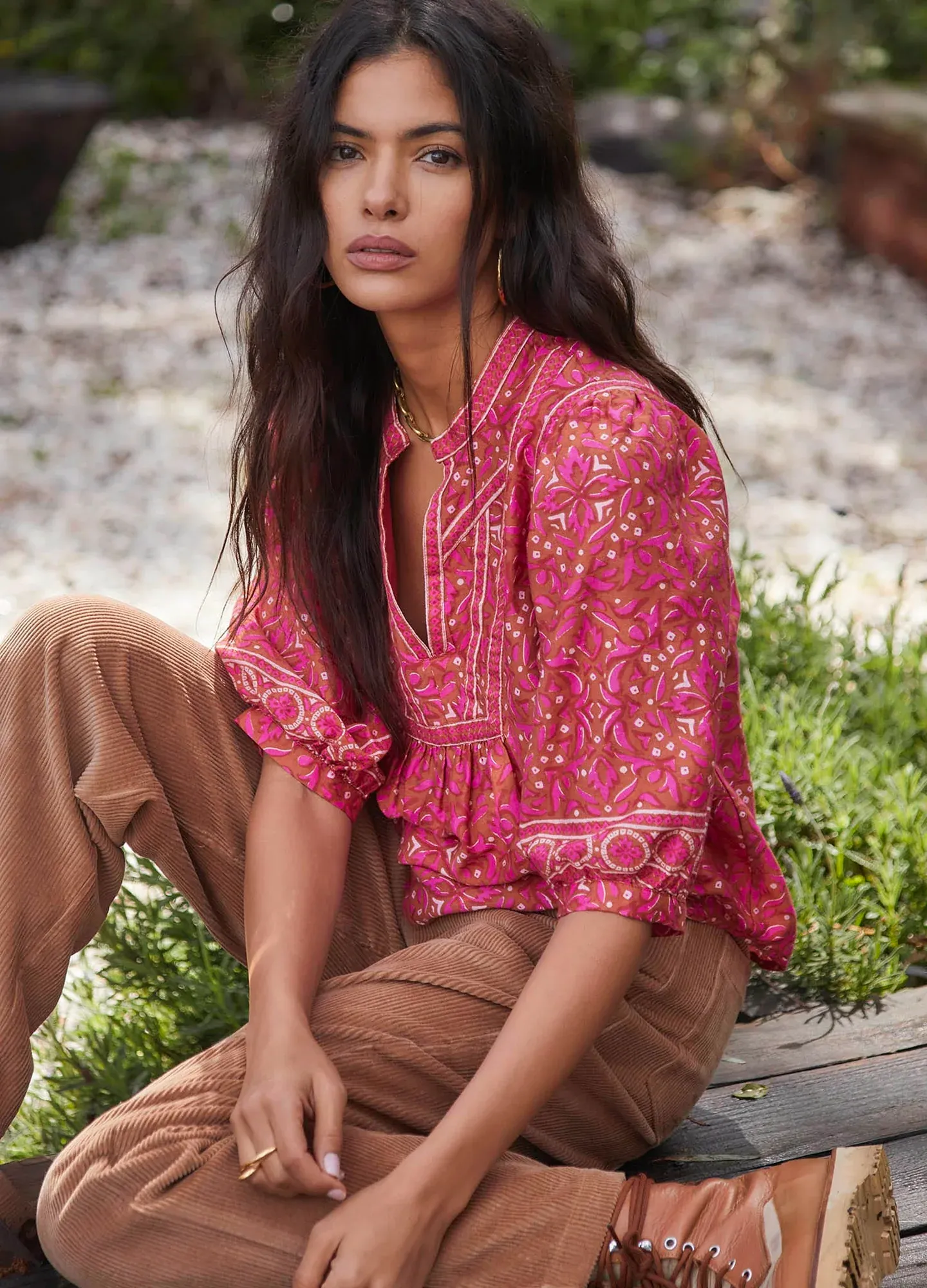 Lola top in pink terra