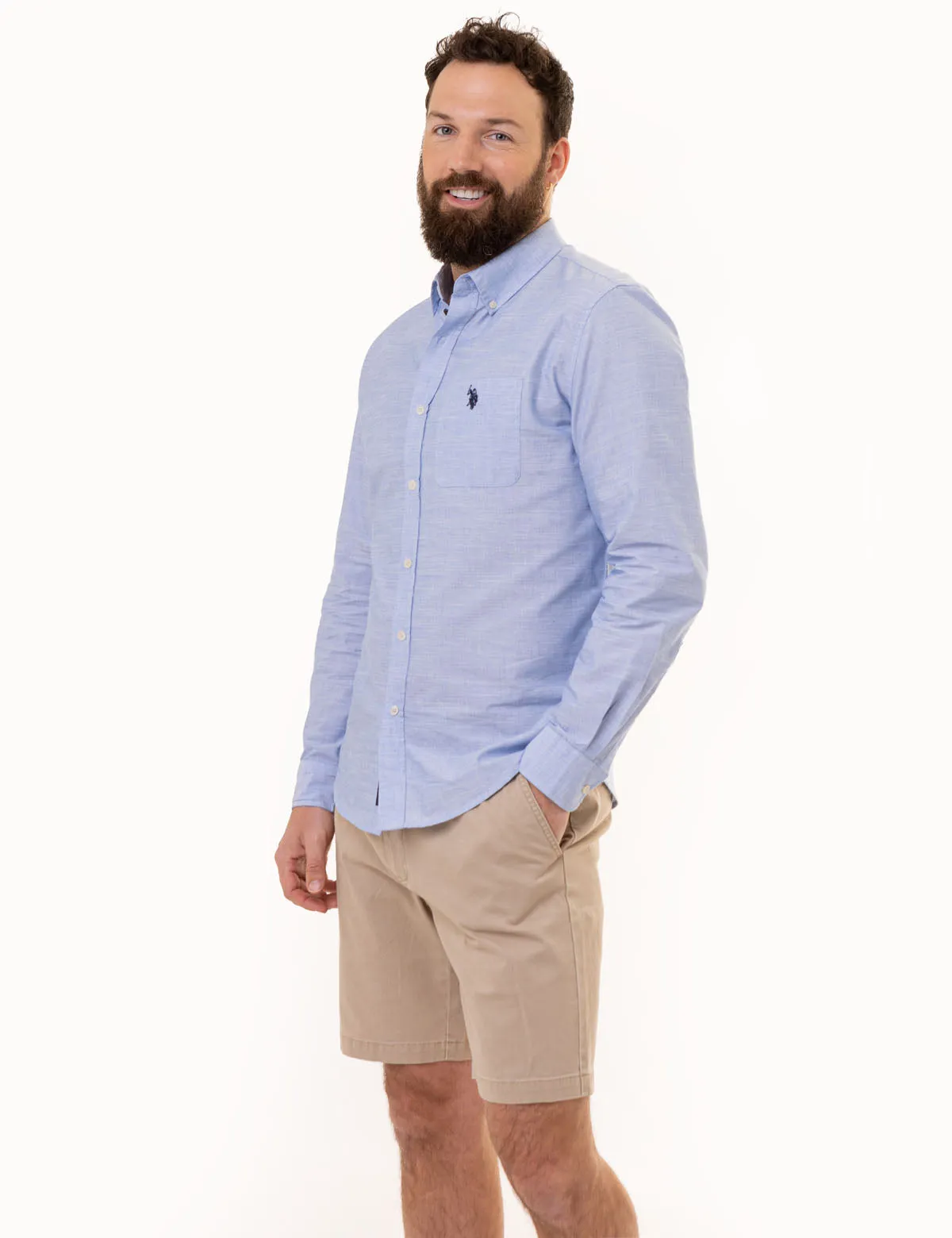 LONG SLEEVE END ON END WOVEN SHIRT