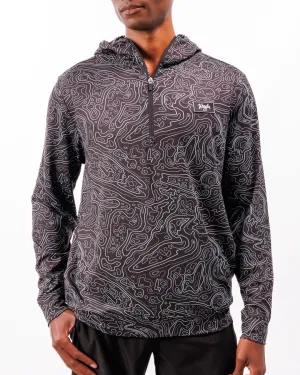 Loon Lake Topographic Men's Zip Hoodie - Black