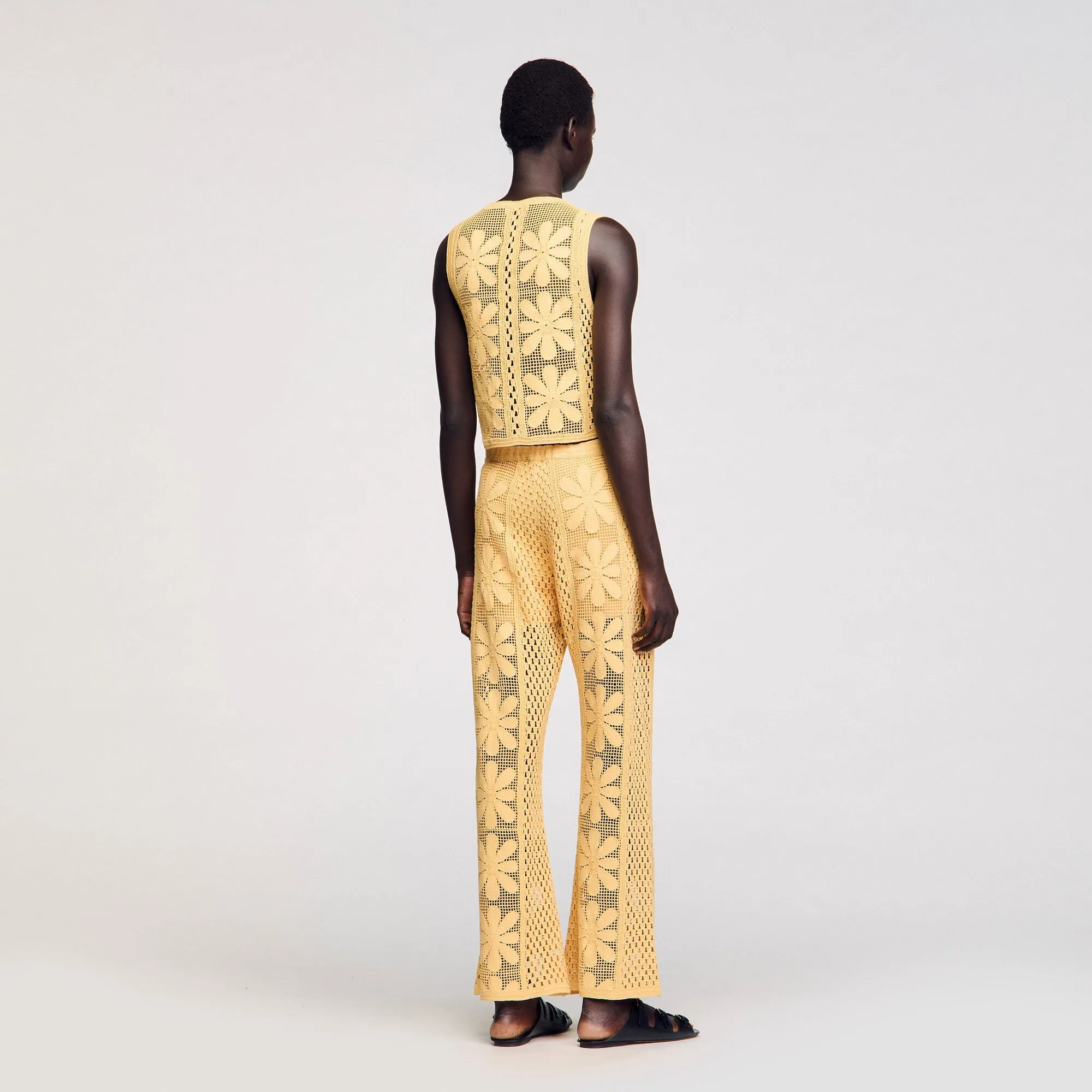 Loupie Crochet Straight-Leg Trousers Yellow