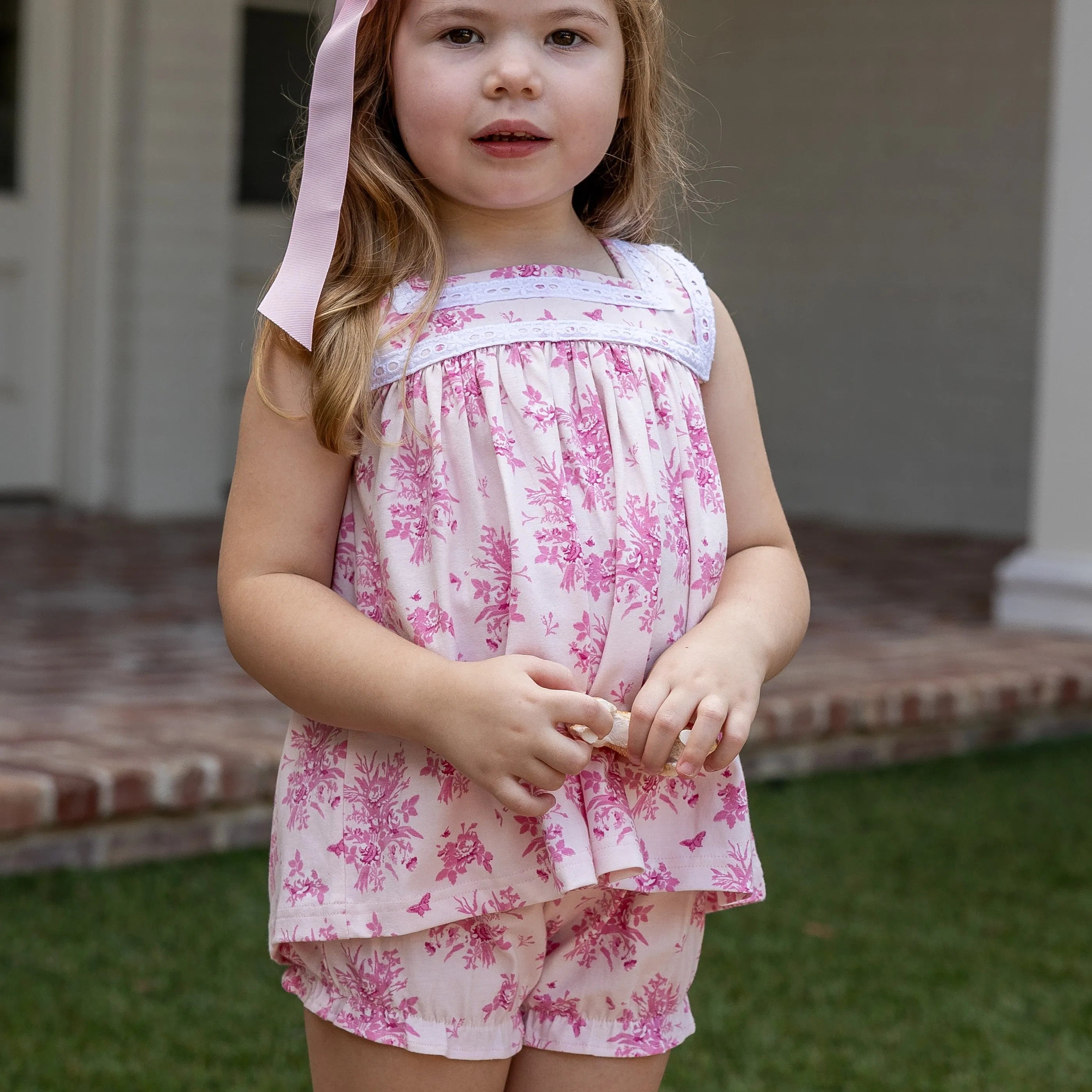 Lyra Girls Bloomer Set - Pink Vintage Floral