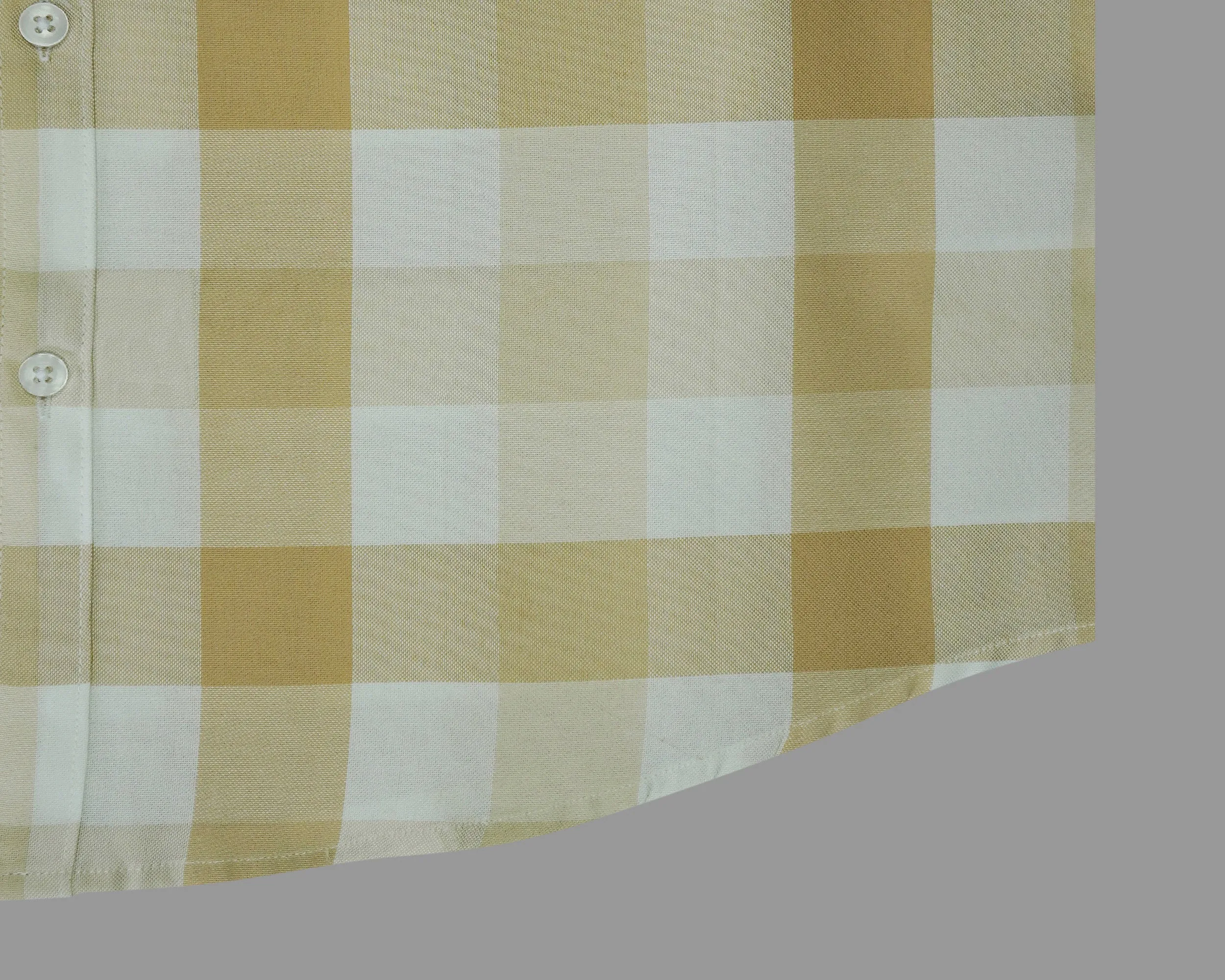 Men's 100% Cotton Checkered Half Sleeves Shirt (Light Brown)