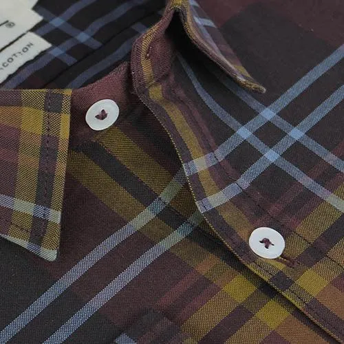 Men's 100% Cotton Plaid Checkered Full Sleeves Shirt (Multicolor)