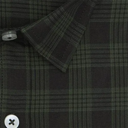 Men's 100% Cotton Windowpane Checkered Half Sleeves Shirt (Brown)