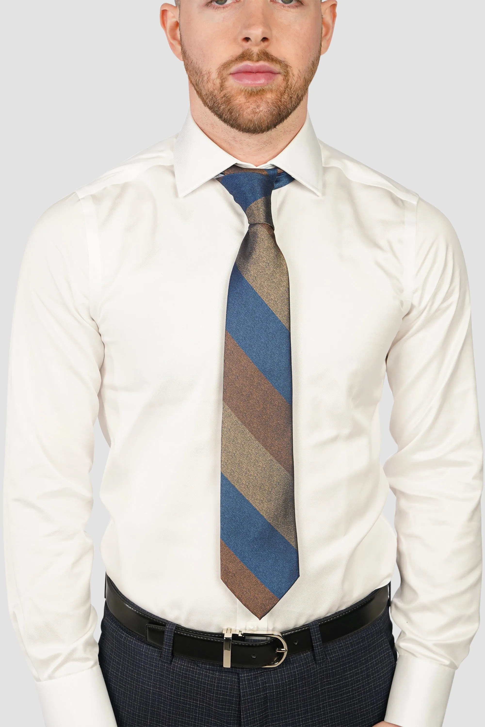 Men's White Twill Non-Iron French Cuff Shirt
