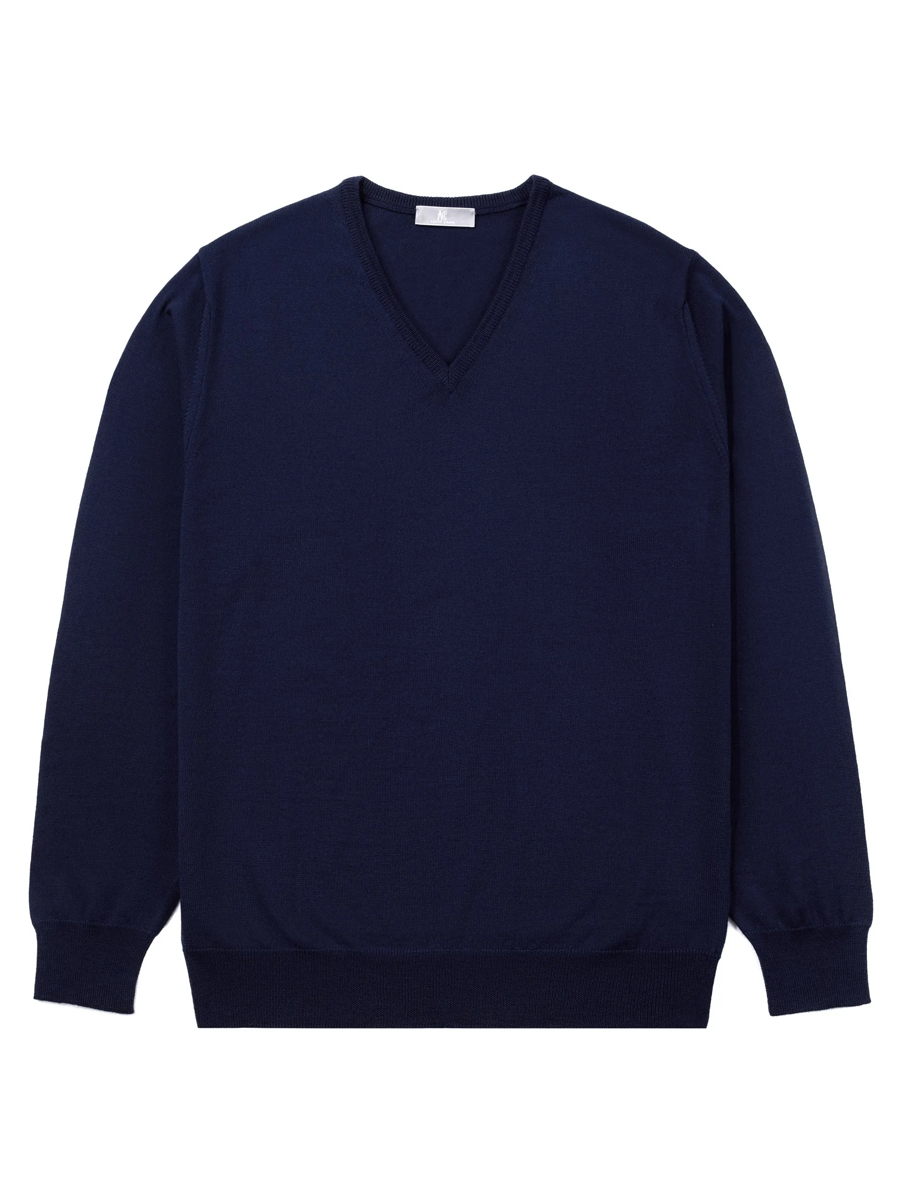 Navy V-Neck Long-Sleeve Sweater