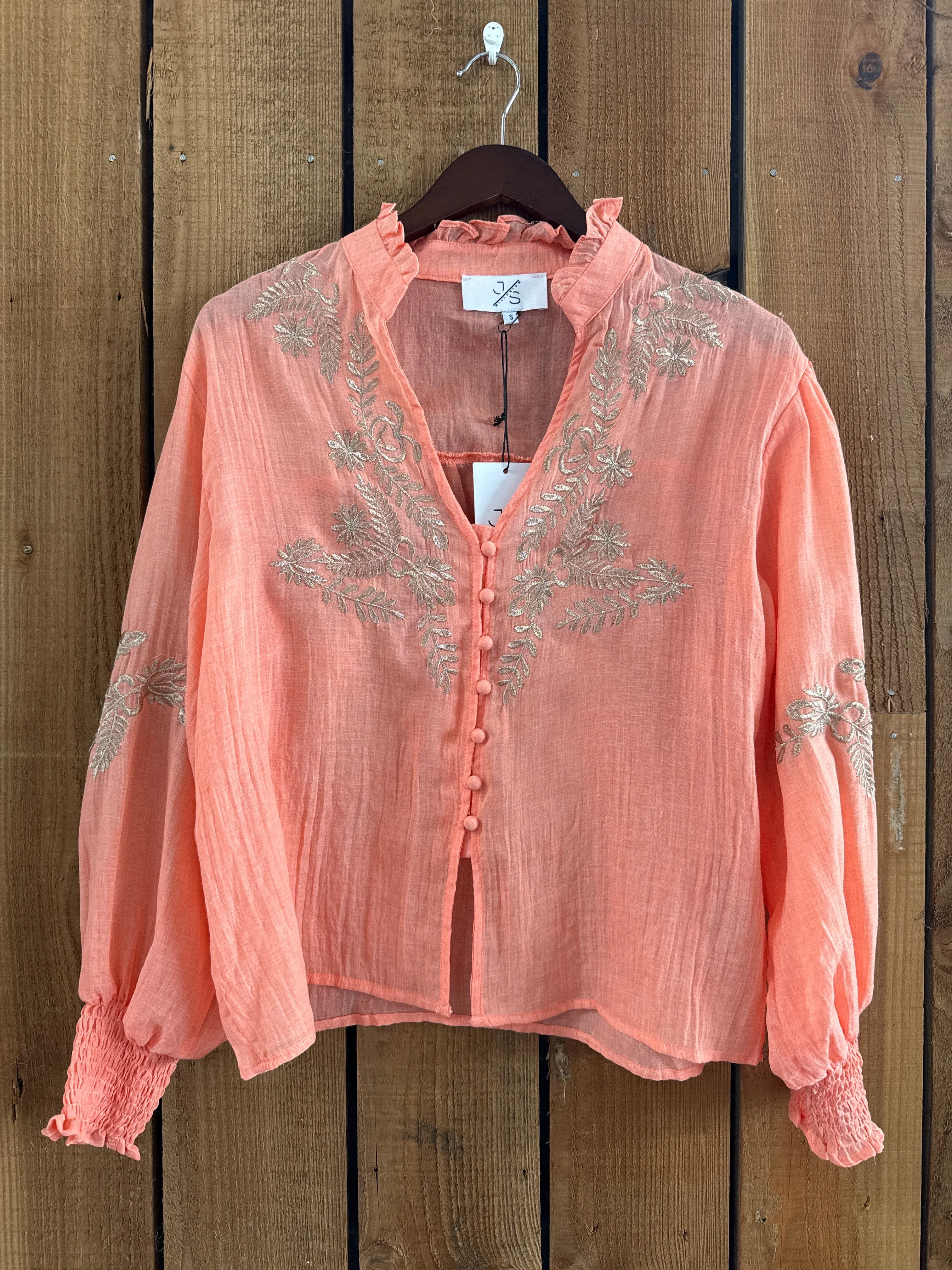 Neomie Embroidered Blouse - Orange