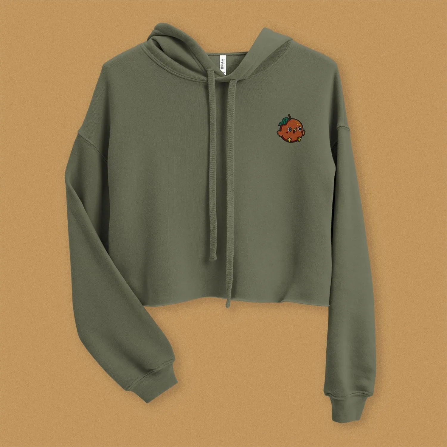 Orange Chicken Embroidered Crop Hoodie