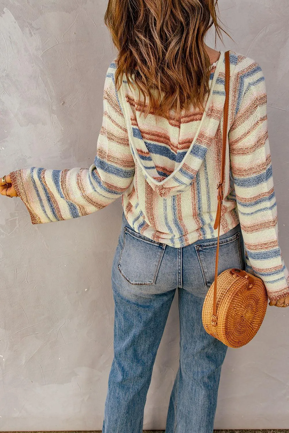 Playful Drop Shoulder Stripe Sweater Hoodie